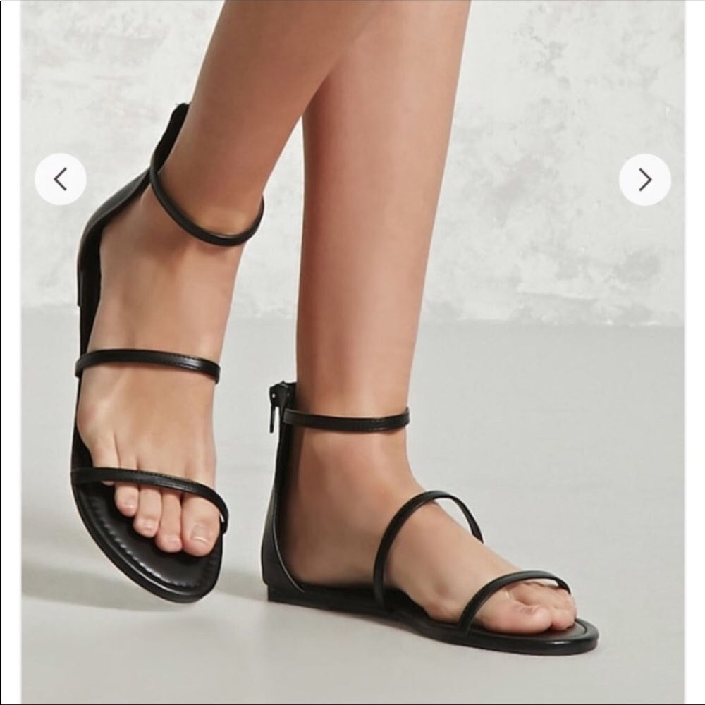 Black leather faux sandals